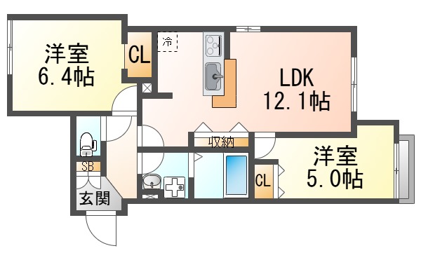 尼崎市東園田町3丁目共同住宅の間取り写真