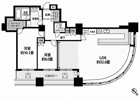 都営大江戸線 汐留駅 徒歩3分 47階建 築25年の間取り写真