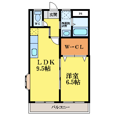 徳島市中吉野町のマンションの間取り