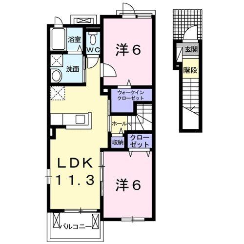 津市下弁財町津興のアパートの間取り