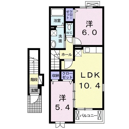 三原市本郷町船木のアパートの間取り