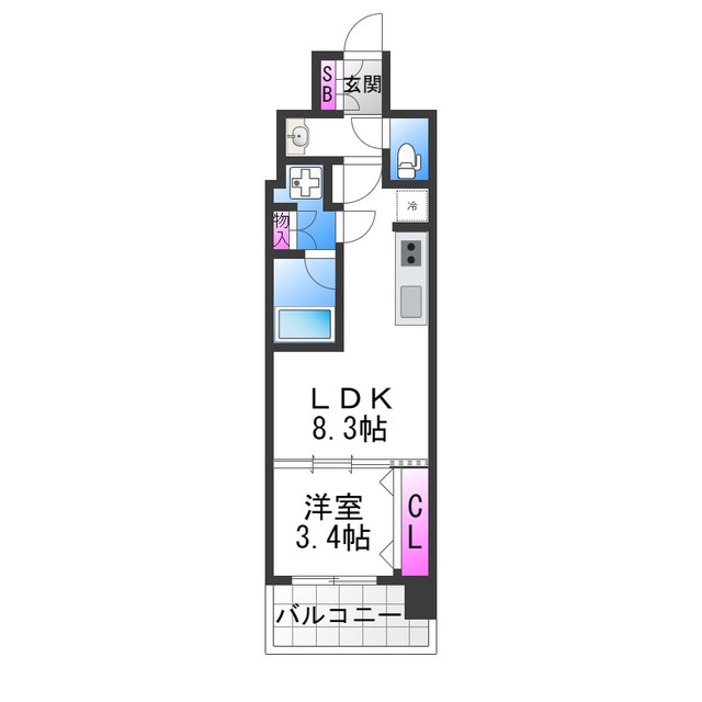 【大阪市西区阿波座のマンションの間取り】