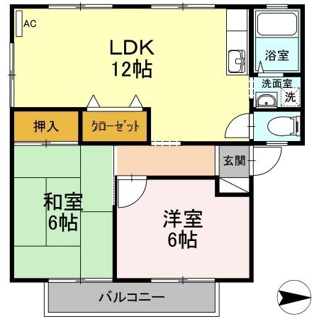 サンビレッジ空港通り　B棟の間取り