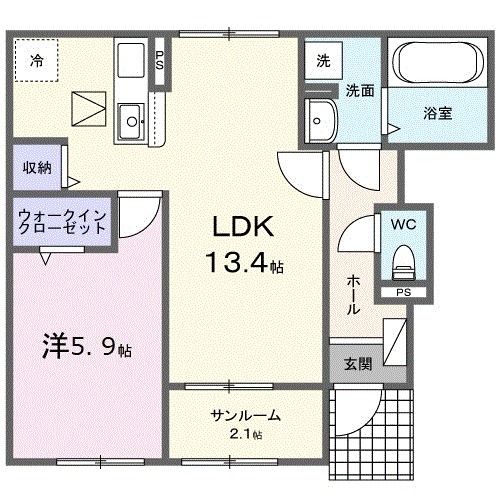 安芸高田市向原町坂のアパートの間取り