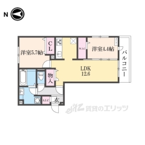 【京都市北区上賀茂石計町のアパートの間取り】