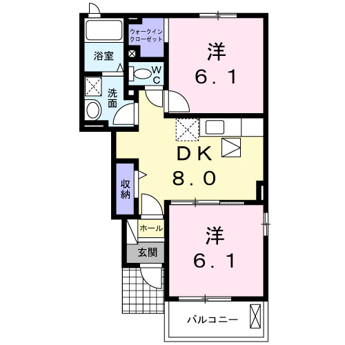 合志市須屋のアパートの間取り