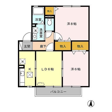 松本市大字島内のアパートの間取り