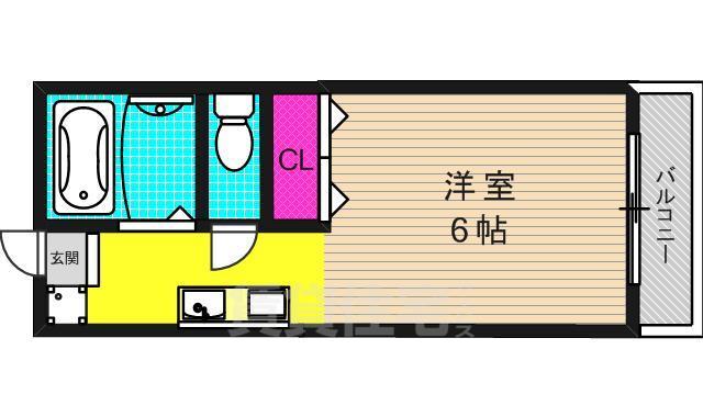 京都市山科区御陵血洗町のマンションの間取り