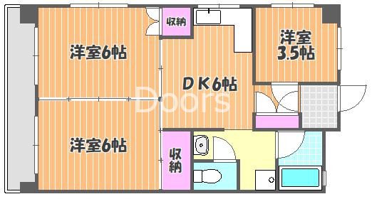 岡山市北区下石井のマンションの間取り