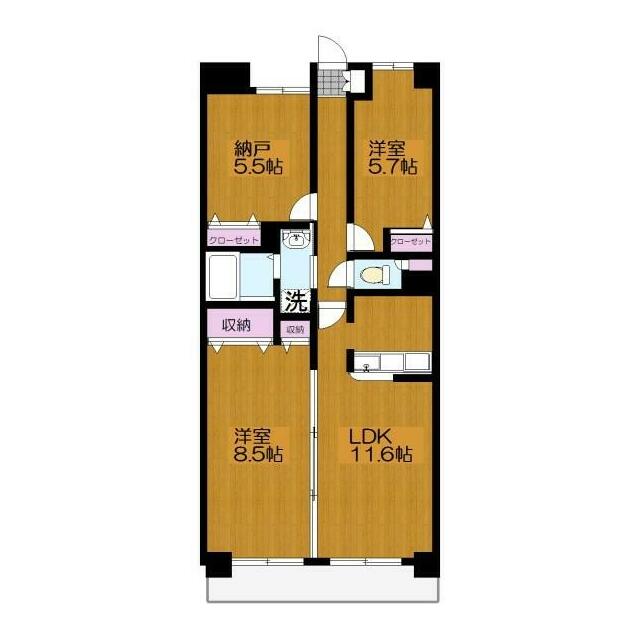 横浜市緑区白山のマンションの間取り