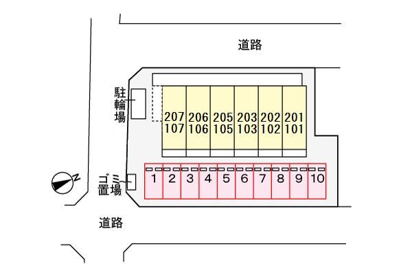 【ラッフィナートカーサ若松の駐車場】