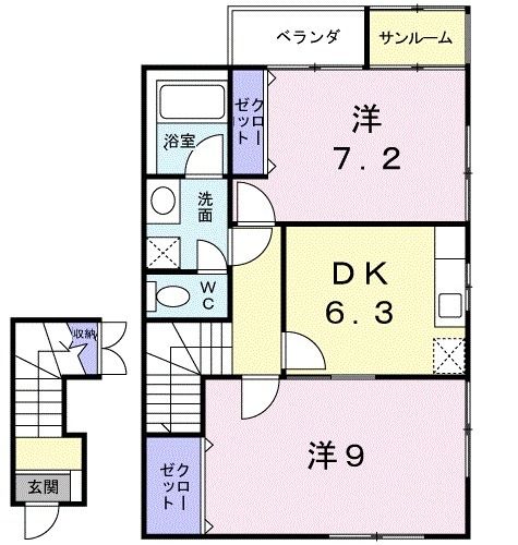 金沢市三口町のアパートの間取り