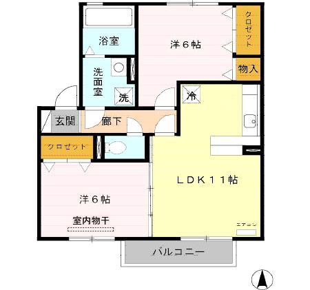 リビングタウン舟橋壱番館　Aの間取り