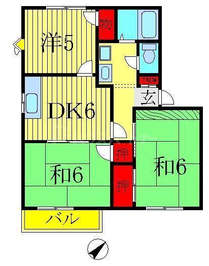 柏市大津ケ丘のアパートの間取り