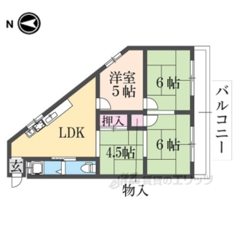 生駒市北新町のマンションの間取り