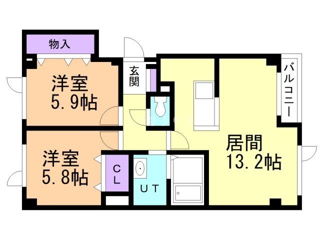 札幌市東区北五十一条東のアパートの間取り