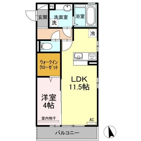 【松山市中村のアパートの間取り】