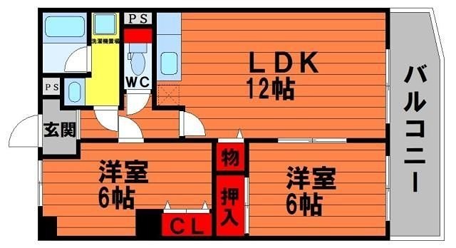 岡山市中区国富のマンションの間取り