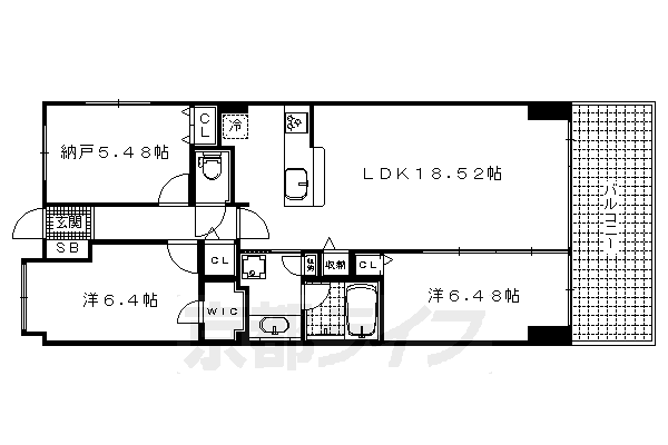 京都市中京区弁慶石町のマンションの間取り