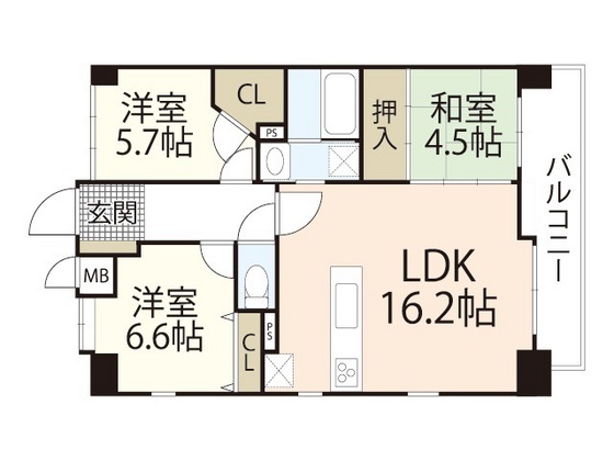 広島市中区千田町のマンションの間取り