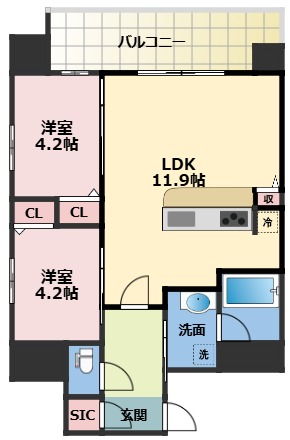 ＪＲ大阪環状線 玉造駅 徒歩7分 9階建 築1年の間取り写真