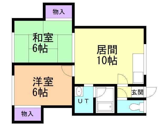 函館市大森町のアパートの間取り