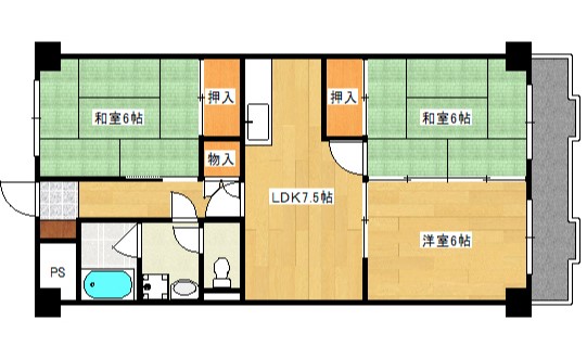 【広島市西区井口台のマンションの間取り】