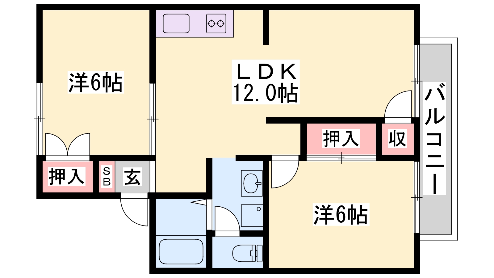 姫路市御国野町国分寺のアパートの間取り