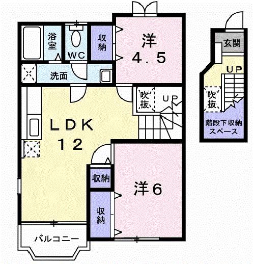 西条市樋之口のアパートの間取り