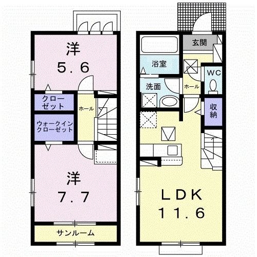 名古屋市瑞穂区下山町のアパートの間取り