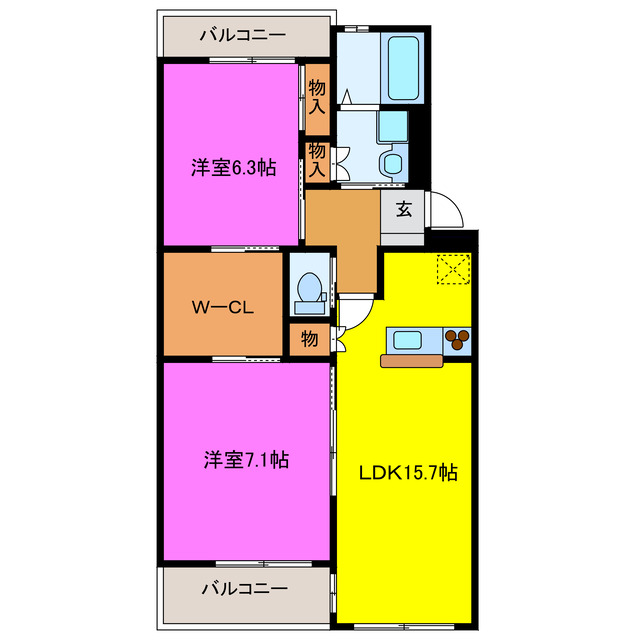 磐田市豊島のマンションの間取り