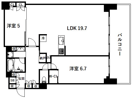 神戸市中央区新港町のマンションの間取り