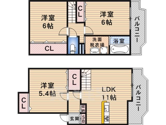 堺市堺区三宝町のマンションの間取り