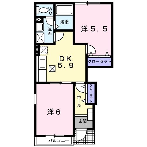 鹿児島市下福元町のアパートの間取り