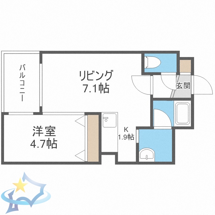 札幌市中央区北十条西のマンションの間取り