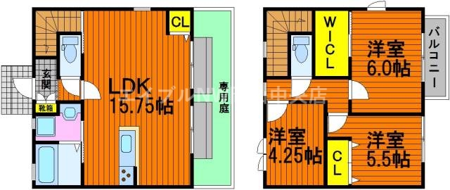 岡山市中区福泊のアパートの間取り