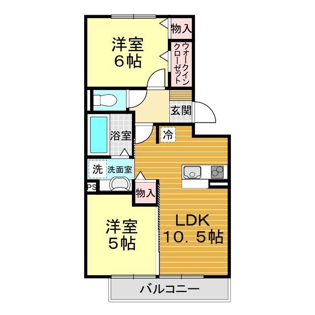 山口市小郡給領町のアパートの間取り