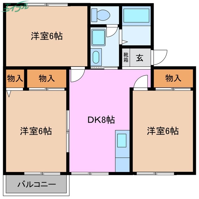 桑名市松ノ木のアパートの間取り