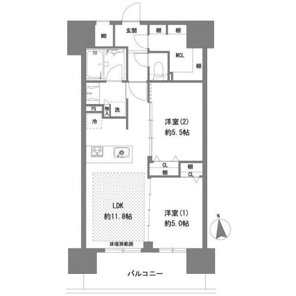 八王子市横山町のマンションの間取り