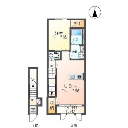 北群馬郡吉岡町大字大久保のアパートの間取り