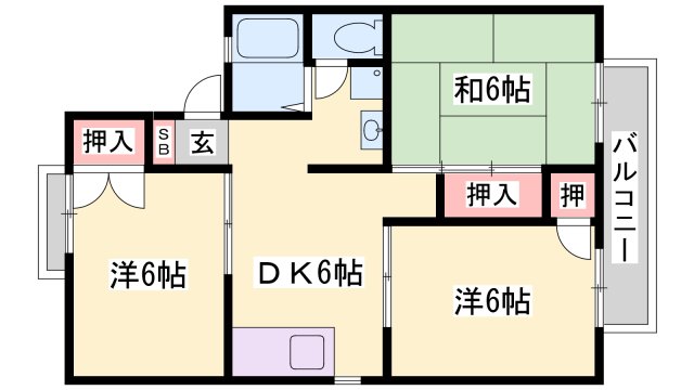 姫路市青山北のアパートの間取り