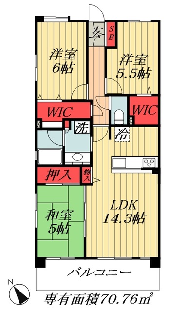 松戸市東松戸のマンションの間取り