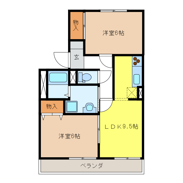 各務原市蘇原青雲町のマンションの間取り