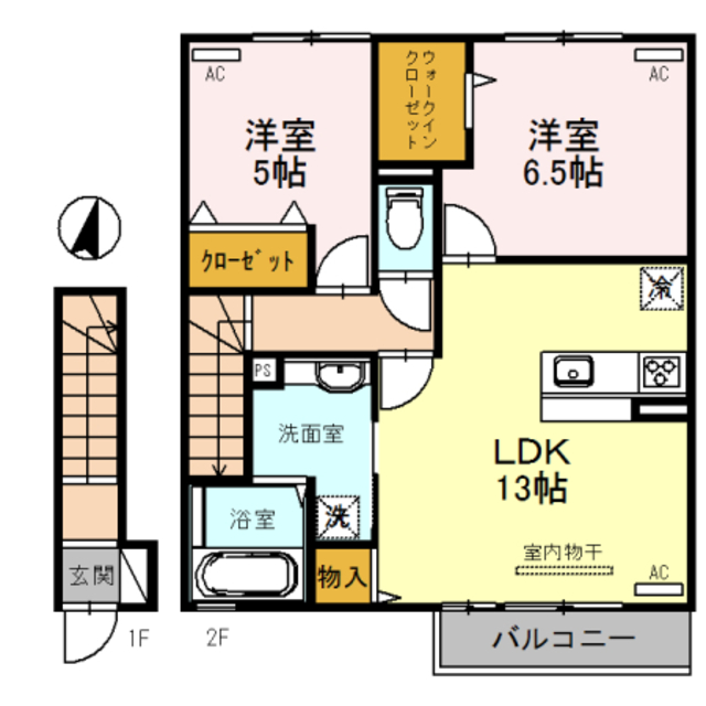 紀の川市東大井のアパートの間取り