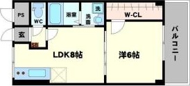 豊中市東豊中町のマンションの間取り