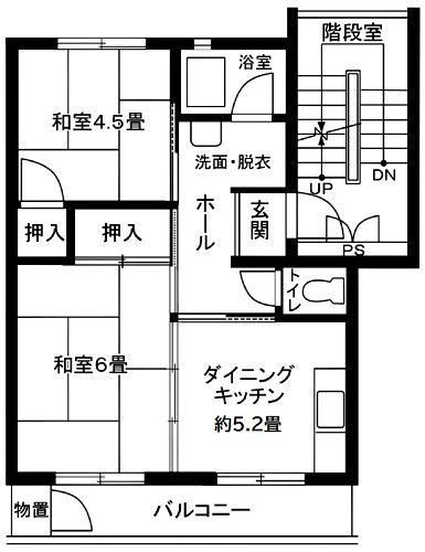 上土棚1号棟の間取り