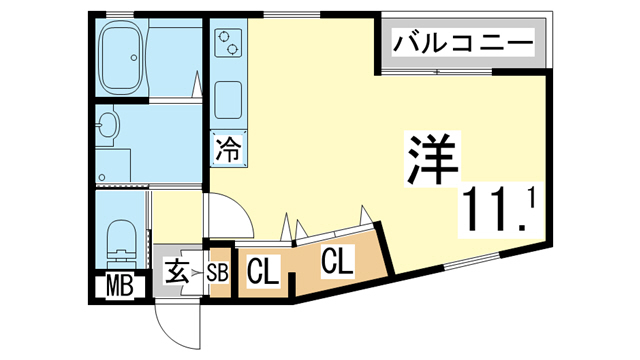 神戸市須磨区行幸町のアパートの間取り