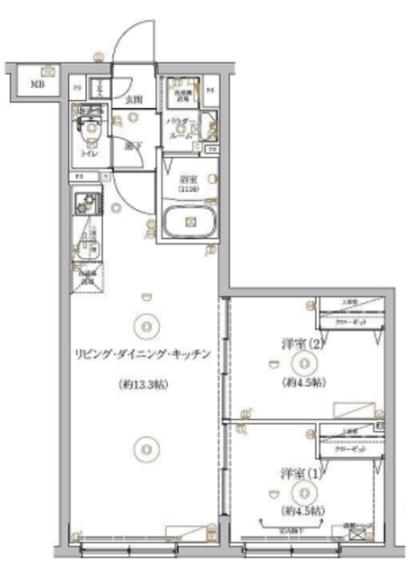 豊島区北大塚のマンションの間取り