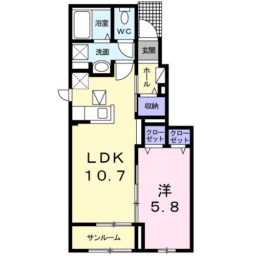 豊田市越戸町のアパートの間取り