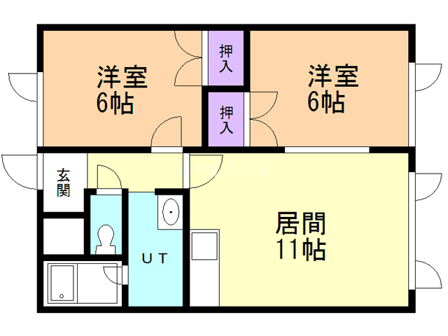 岩見沢市東町一条のアパートの間取り